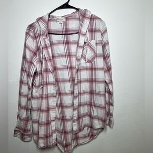 Pink flannel with hoodie